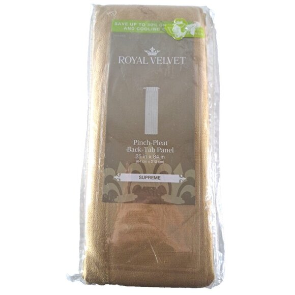 NEW Royal Velvet Curtain Panel Soft Gold Pinch Pleat Back Tab Energy Saver 25x84 - Picture 1 of 6